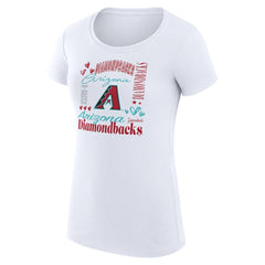 White Arizona Diamondbacks G-III 4Her by Carl Banks Women's Super-Slim Fit Lightweight Collage Team Graphic Crew Neck T-Shirt