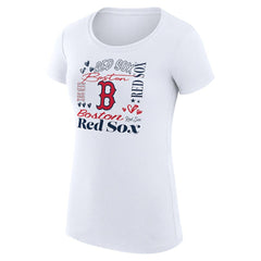 White Boston Red Sox G-III 4Her by Carl Banks Women's Super-Slim Fit Lightweight Collage Team Graphic Crew Neck T-Shirt