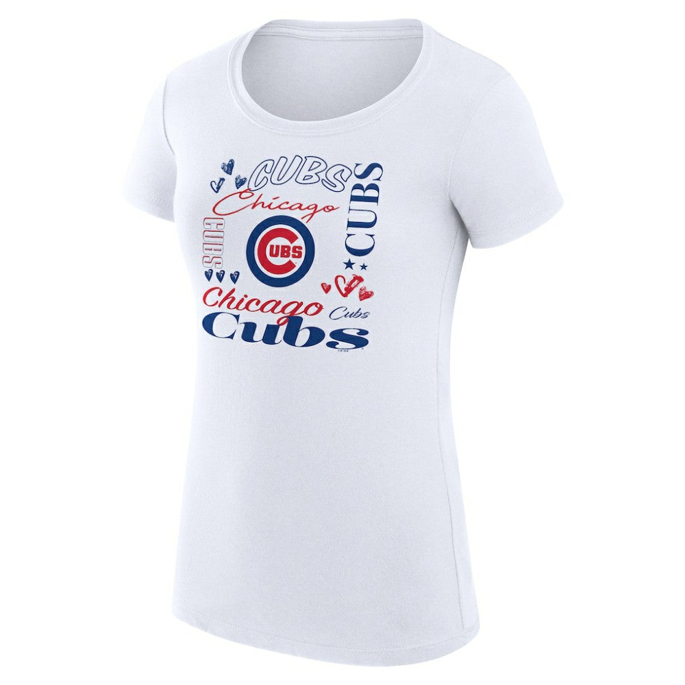 White Chicago Cubs G-III 4Her by Carl Banks Women's Super-Slim Fit Lightweight Collage Team Graphic Crew Neck T-Shirt