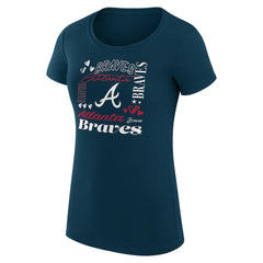 Navy Atlanta Braves G-III 4Her by Carl Banks Women's Super-Slim Fit Lightweight Collage Team Graphic Crew Neck T-Shirt