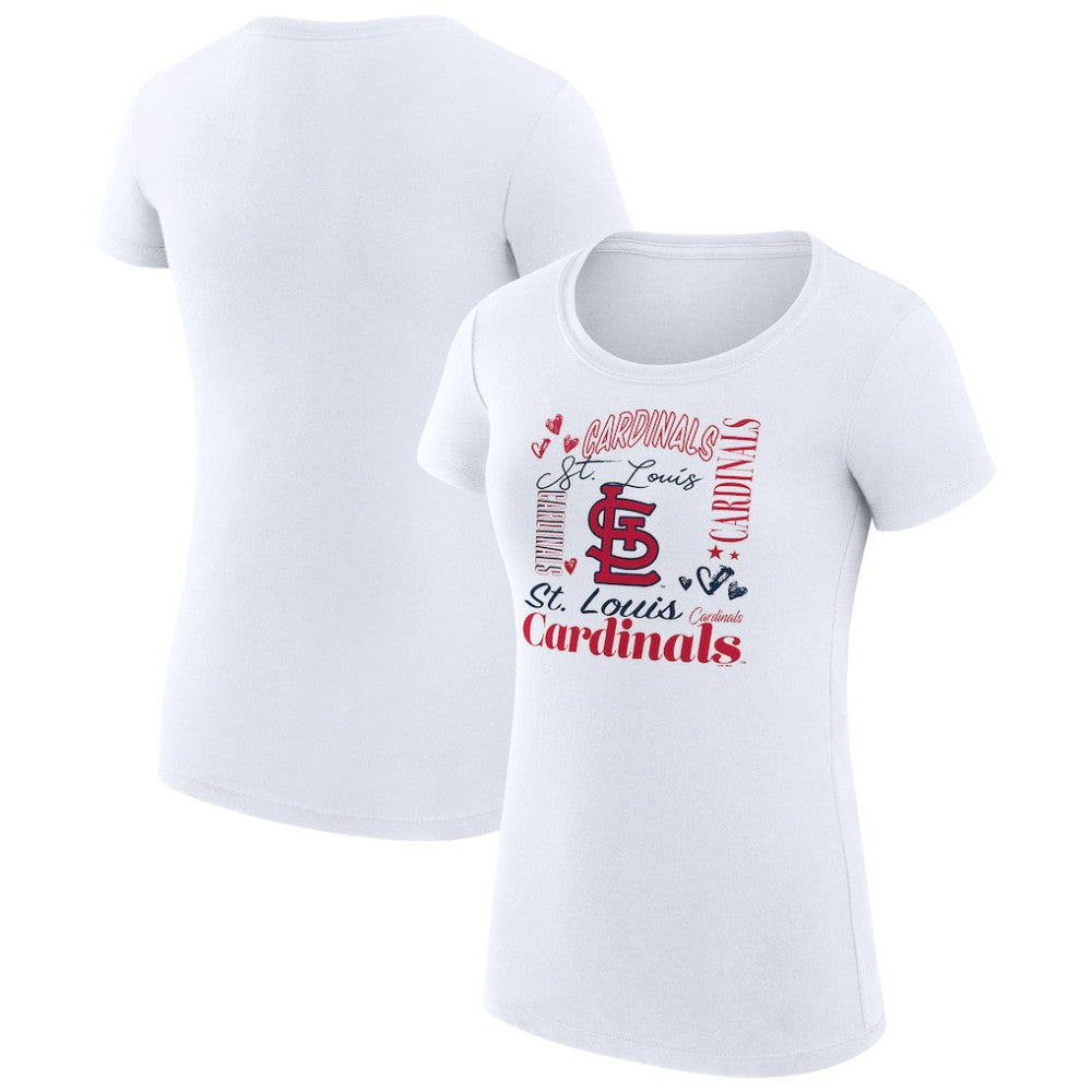 White St. Louis Cardinals G-III 4Her by Carl Banks Women's Super-Slim Fit Lightweight Collage Team Graphic Crew Neck T-Shirt
