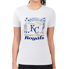 White Kansas City Royals G-III 4Her by Carl Banks Women's Super-Slim Fit Lightweight Collage Team Graphic Crew Neck T-Shirt
