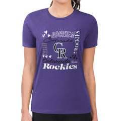 Purple Colorado Rockies G-III 4Her by Carl Banks Women's Super-Slim Fit Lightweight Collage Team Graphic Crew Neck T-Shirt