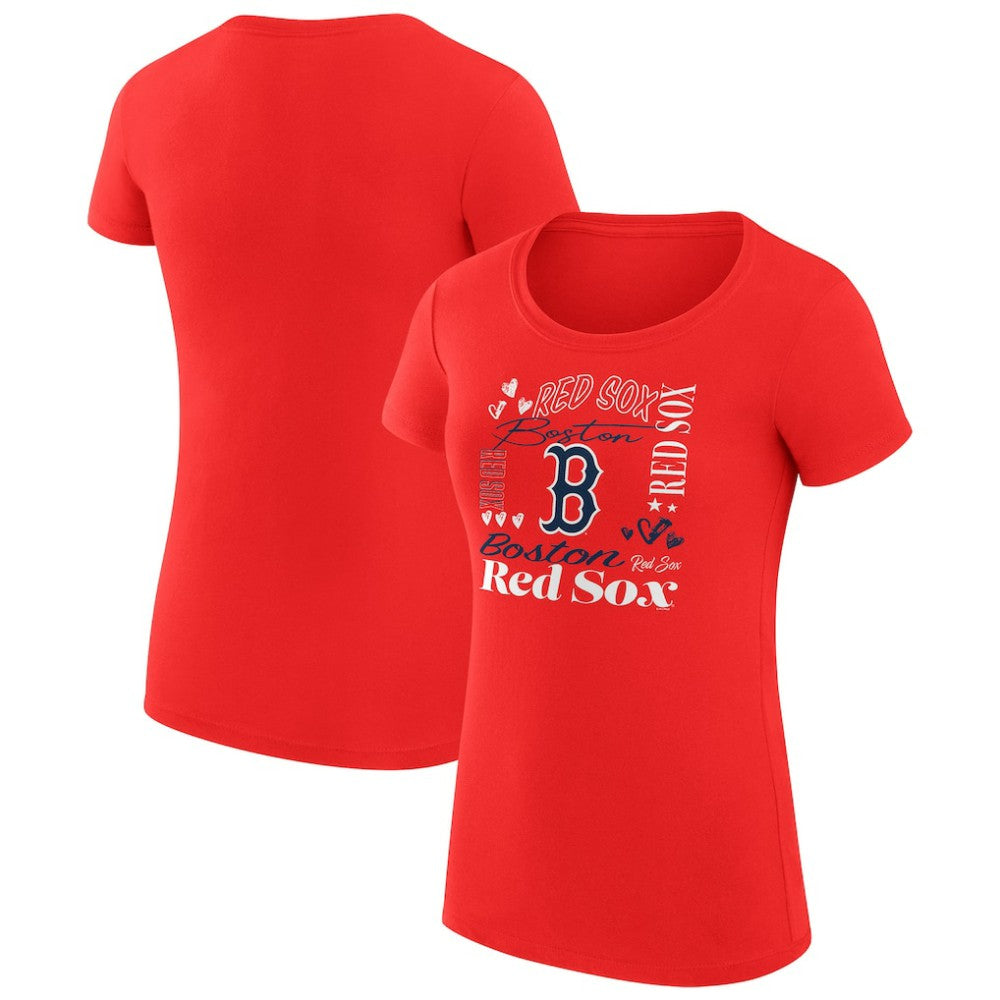 Red Boston Red Sox G-III 4Her by Carl Banks Women's Super-Slim Fit Lightweight Collage Team Graphic Crew Neck T-Shirt