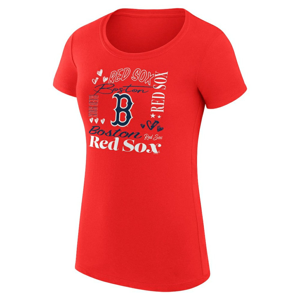 Red Boston Red Sox G-III 4Her by Carl Banks Women's Super-Slim Fit Lightweight Collage Team Graphic Crew Neck T-Shirt