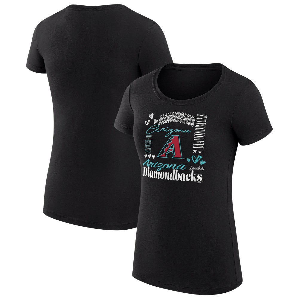 Black Arizona Diamondbacks G-III 4Her by Carl Banks Women's Super-Slim Fit Lightweight Collage Team Graphic Crew Neck T-Shirt