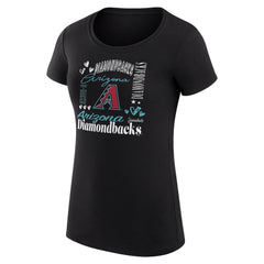 Black Arizona Diamondbacks G-III 4Her by Carl Banks Women's Super-Slim Fit Lightweight Collage Team Graphic Crew Neck T-Shirt