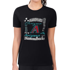 Black Arizona Diamondbacks G-III 4Her by Carl Banks Women's Super-Slim Fit Lightweight Collage Team Graphic Crew Neck T-Shirt