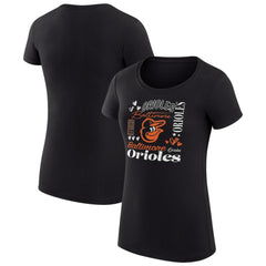 Black Baltimore Orioles G-III 4Her by Carl Banks Women's Super-Slim Fit Lightweight Collage Team Graphic Crew Neck T-Shirt