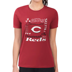 Red Cincinnati Reds G-III 4Her by Carl Banks Women's Super-Slim Fit Lightweight Collage Team Graphic Crew Neck T-Shirt