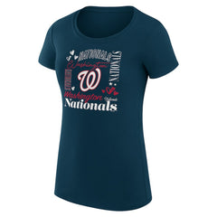 Navy Washington Nationals G-III 4Her by Carl Banks Women's Super-Slim Fit Lightweight Collage Team Graphic Crew Neck T-Shirt