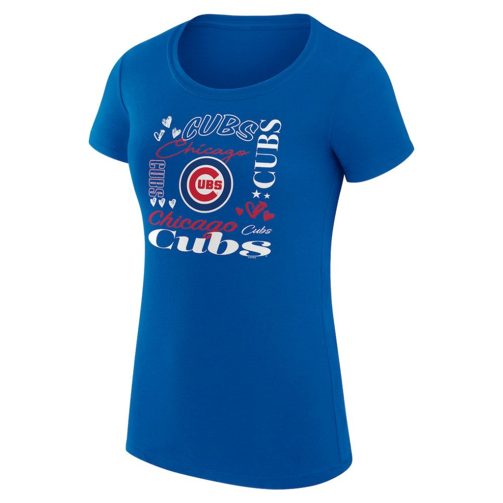 Royal Chicago Cubs G-III 4Her by Carl Banks Women's Super-Slim Fit Lightweight Collage Team Graphic Crew Neck T-Shirt