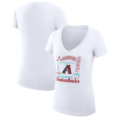 White Arizona Diamondbacks G-III 4Her by Carl Banks Women's Super-Slim Fit Lightweight Collage Team Graphic V-Neck T-Shirt
