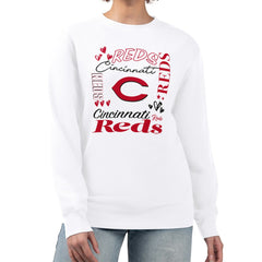 White Cincinnati Reds G-III 4Her by Carl Banks Women's Collage Team Graphic Fleece Pullover Hoodie