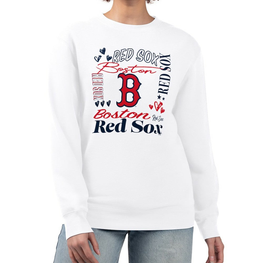 White Boston Red Sox G-III 4Her by Carl Banks Women's Collage Team Graphic Fleece Pullover Hoodie