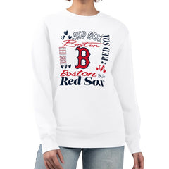 White Boston Red Sox G-III 4Her by Carl Banks Women's Collage Team Graphic Fleece Pullover Hoodie