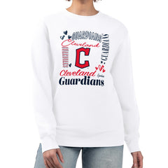 White Cleveland Guardians G-III 4Her by Carl Banks Women's Collage Team Graphic Fleece Pullover Hoodie