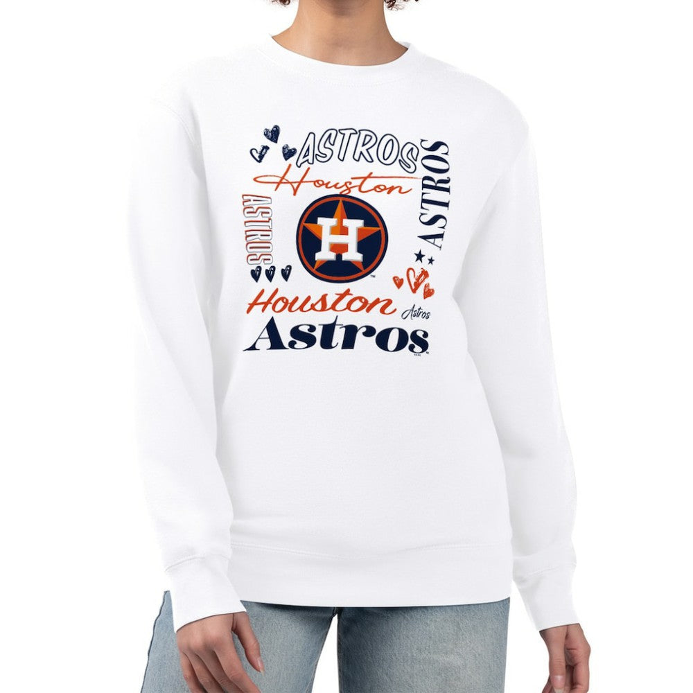 White Houston Astros G-III 4Her by Carl Banks Women's Collage Team Graphic Fleece Pullover Hoodie