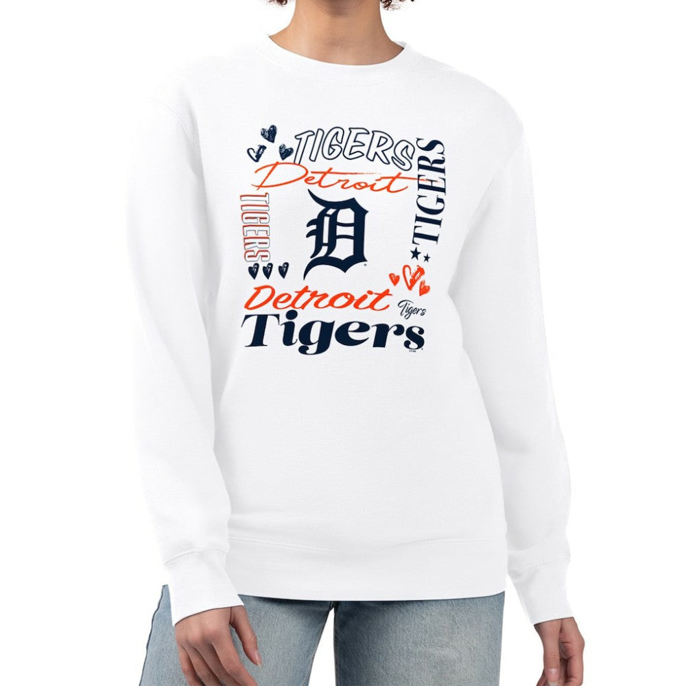White Detroit Tigers G-III 4Her by Carl Banks Women's Collage Team Graphic Fleece Pullover Hoodie