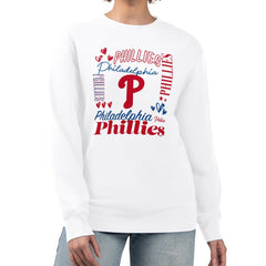 White Philadelphia Phillies G-III 4Her by Carl Banks Women's Collage Team Graphic Fleece Pullover Hoodie