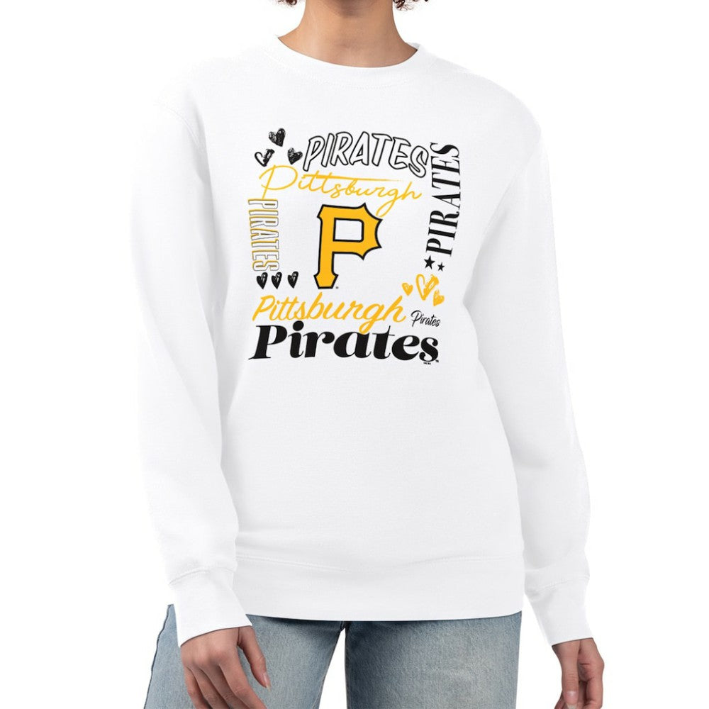 White Pittsburgh Pirates G-III 4Her by Carl Banks Women's Collage Team Graphic Fleece Pullover Hoodie