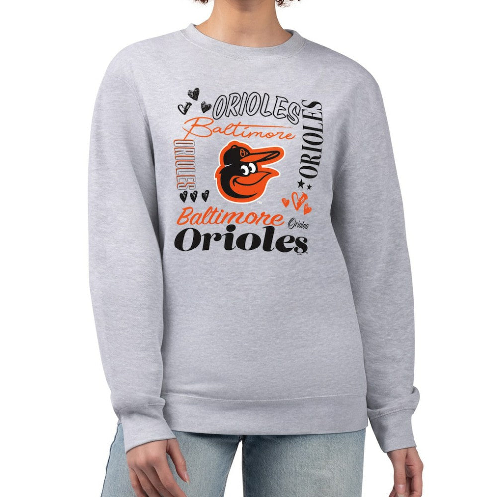 Heather Gray Baltimore Orioles G-III 4Her by Carl Banks Women's Collage Team Graphic Fleece Pullover Hoodie