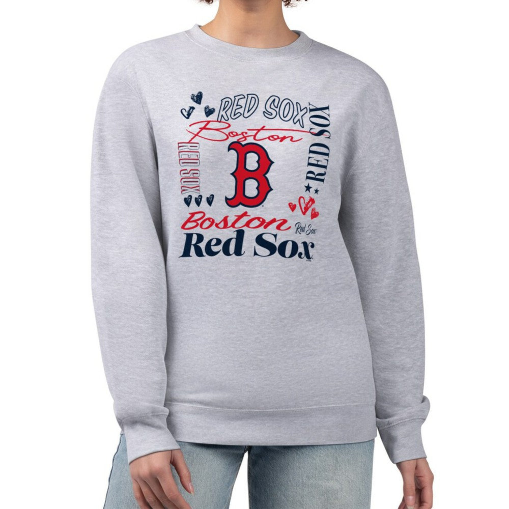 Heather Gray Boston Red Sox G-III 4Her by Carl Banks Women's Collage Team Graphic Fleece Pullover Hoodie