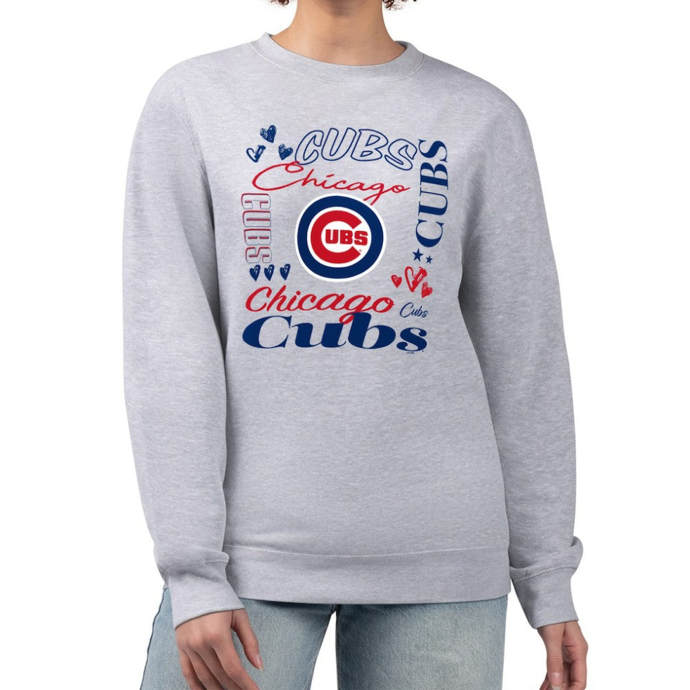Heather Gray Chicago Cubs G-III 4Her by Carl Banks Women's Collage Team Graphic Fleece Pullover Hoodie