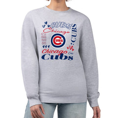 Heather Gray Chicago Cubs G-III 4Her by Carl Banks Women's Collage Team Graphic Fleece Pullover Hoodie