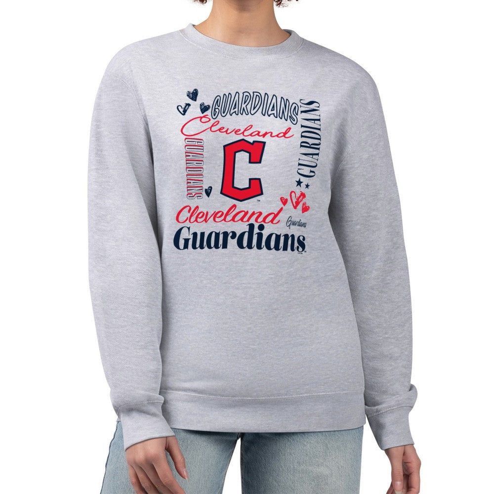 Heather Gray Cleveland Guardians G-III 4Her by Carl Banks Women's Collage Team Graphic Fleece Pullover Hoodie