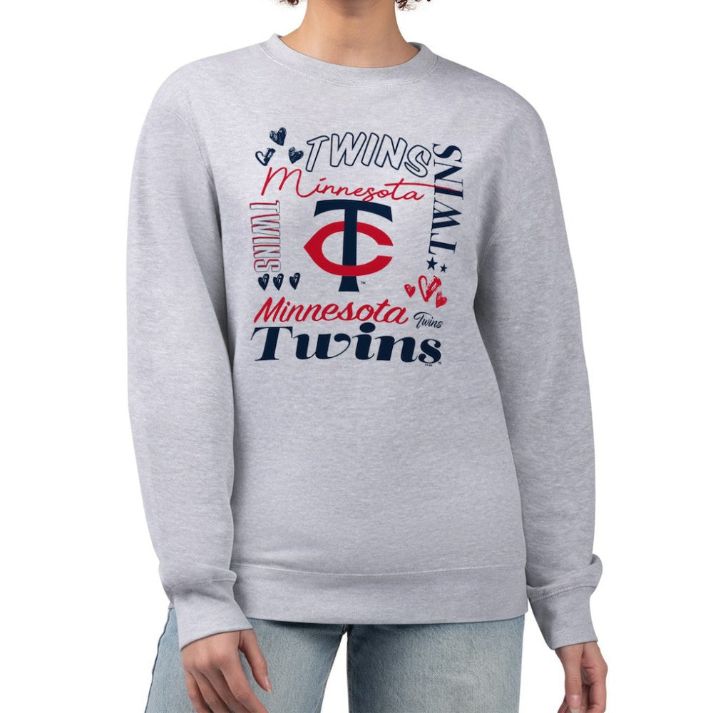 Heather Gray Minnesota Twins G-III 4Her by Carl Banks Women's Collage Team Graphic Fleece Pullover Hoodie