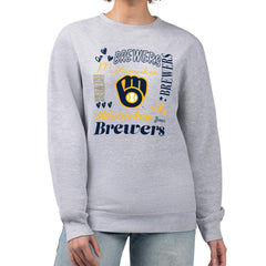 Heather Gray Milwaukee Brewers G-III 4Her by Carl Banks Women's Collage Team Graphic Fleece Pullover Hoodie