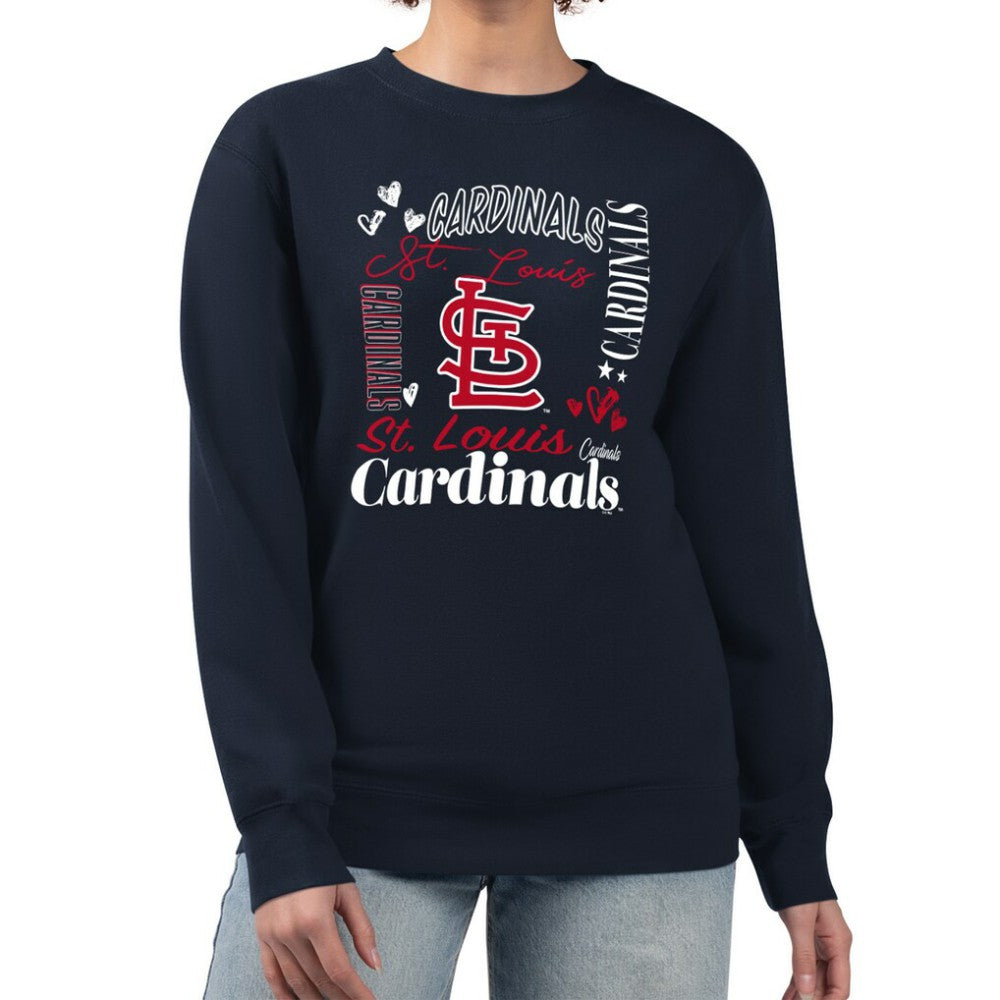 Navy St. Louis Cardinals G-III 4Her by Carl Banks Women's Collage Team Graphic Fleece Pullover Hoodie