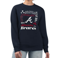Navy Atlanta Braves G-III 4Her by Carl Banks Women's Collage Team Graphic Fleece Pullover Hoodie