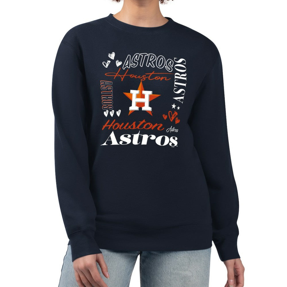 Navy Houston Astros G-III 4Her by Carl Banks Women's Collage Team Graphic Fleece Pullover Hoodie