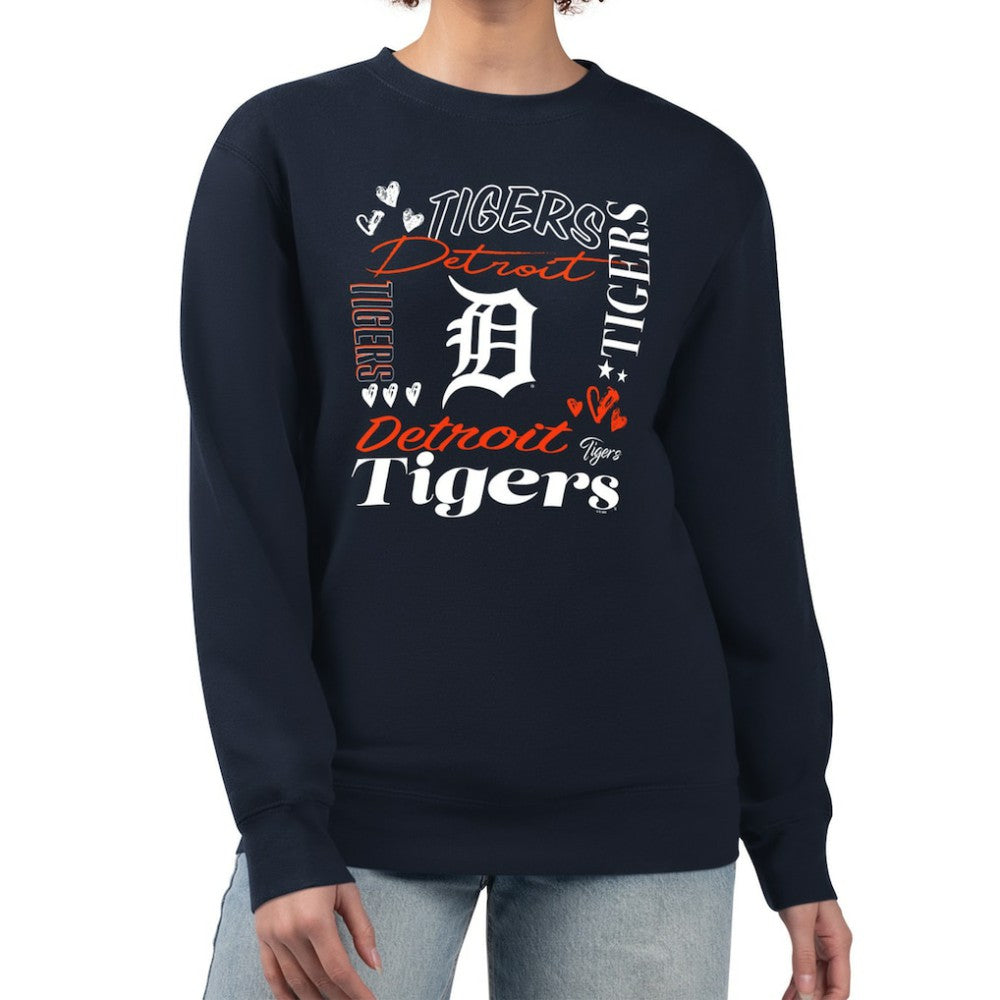 Navy Detroit Tigers G-III 4Her by Carl Banks Women's Collage Team Graphic Fleece Pullover Hoodie
