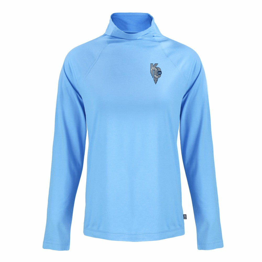 Powder Blue Kansas City Royals Cutter & Buck Women's City Connect Coastline Epic Comfort Eco Recycled Funnel Neck Raglan Pullover Top
