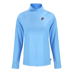 Powder Blue Philadelphia Phillies Cutter & Buck Women's Cooperstown Collection Coastline Epic Comfort Eco Recycled Funnel Neck Raglan Pullover Top