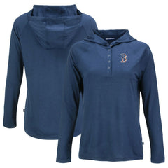 Navy Boston Red Sox Cutter & Buck Women's Stars And Stripes Coastline Epic Comfort Eco Recycled Hoodie Raglan Long Sleeve T-Shirt