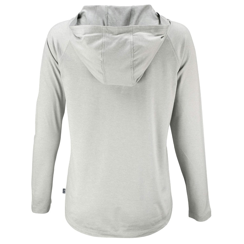 Gray Cincinnati Reds Cutter & Buck Women's Cooperstown Collection Coastline Epic Comfort Eco Recycled Hoodie Raglan Long Sleeve T-Shirt