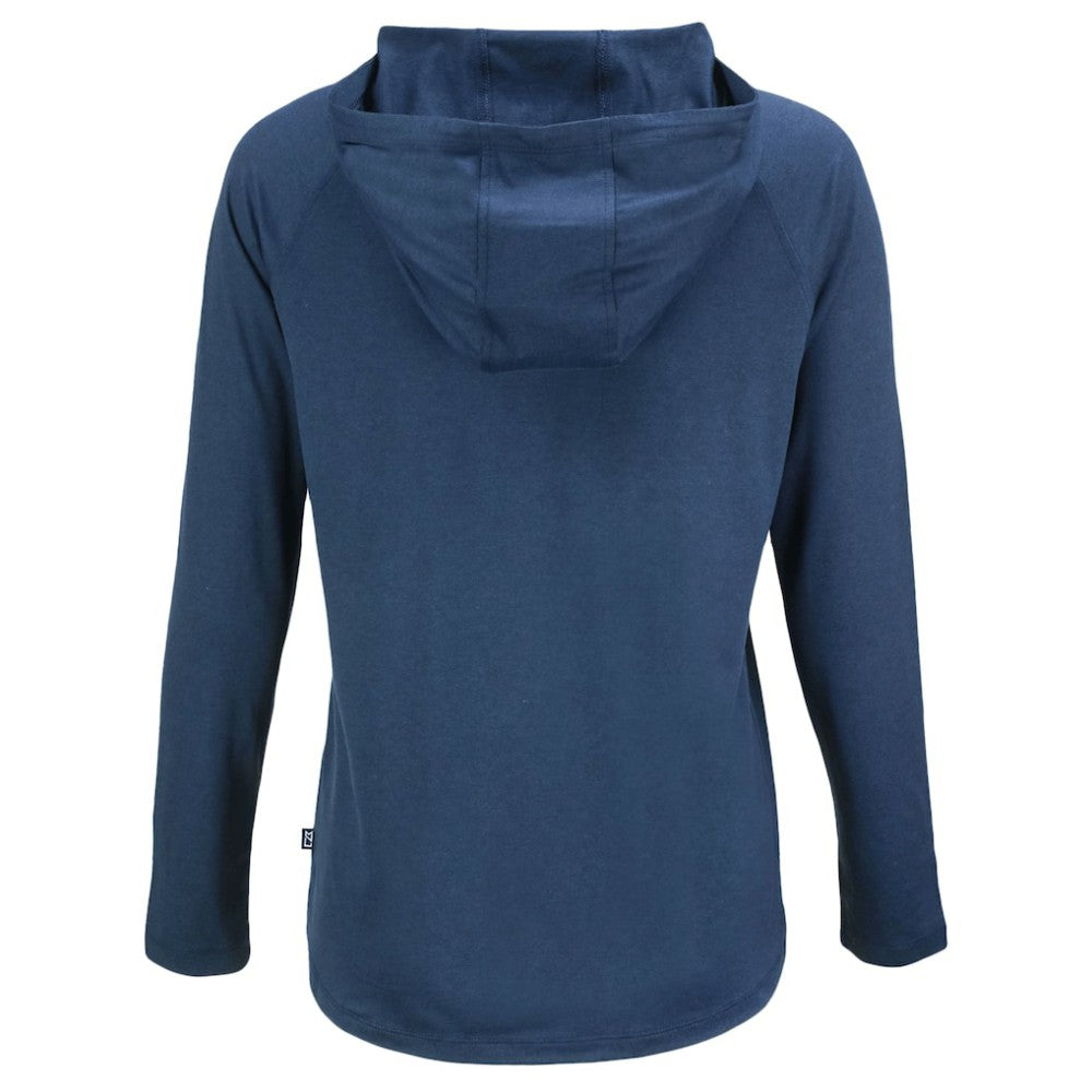 Navy Chicago Cubs Cutter & Buck Women's  Coastline Epic Comfort Eco Recycled Hoodie Raglan Long Sleeve T-Shirt