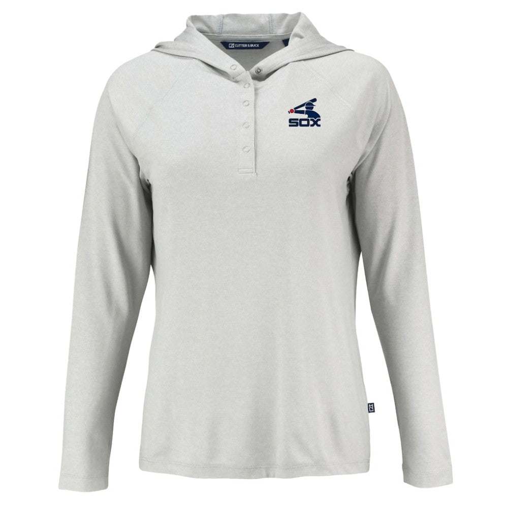 Gray Chicago White Sox Cutter & Buck Women's Cooperstown Collection Coastline Epic Comfort Eco Recycled Hoodie Raglan Long Sleeve T-Shirt
