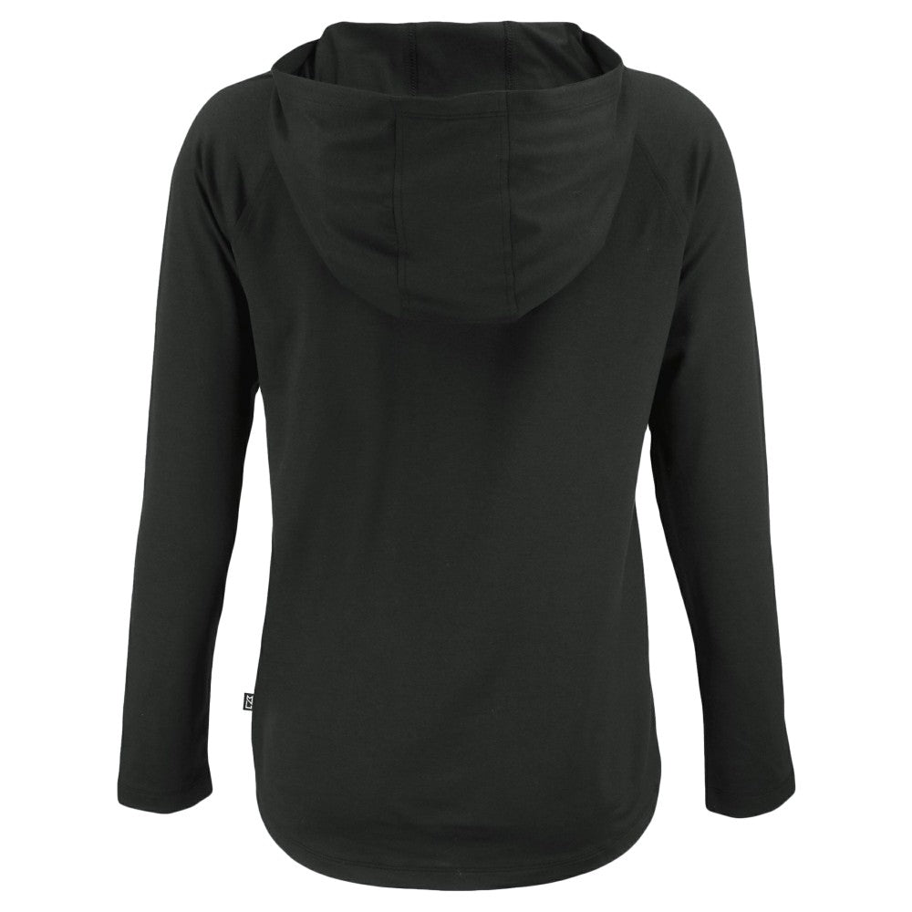 Black Cincinnati Reds Cutter & Buck Women's  Coastline Epic Comfort Eco Recycled Hoodie Raglan Long Sleeve T-Shirt