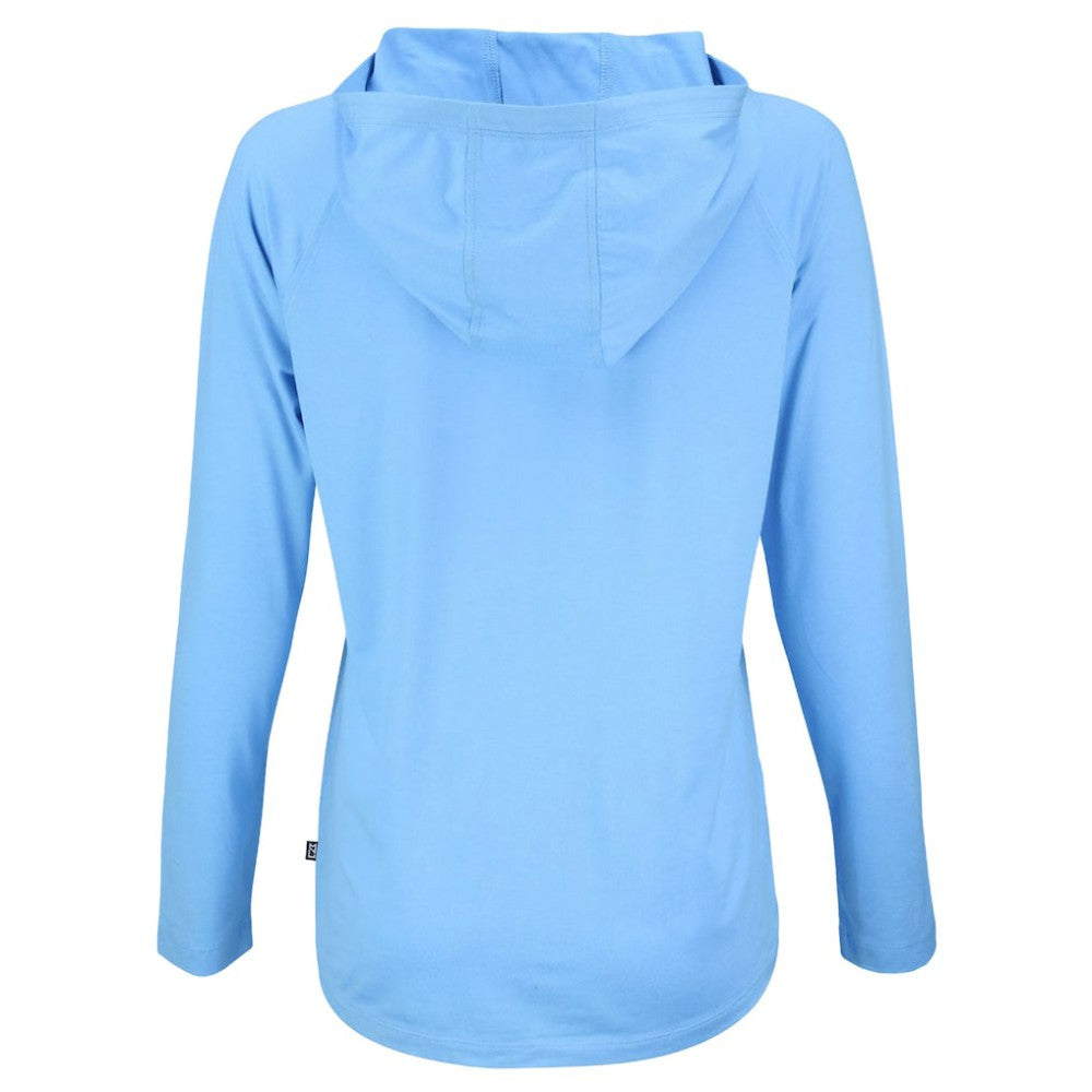 Powder Blue Atlanta Braves Cutter & Buck Women's  Coastline Epic Comfort Eco Recycled Hoodie Raglan Long Sleeve T-Shirt