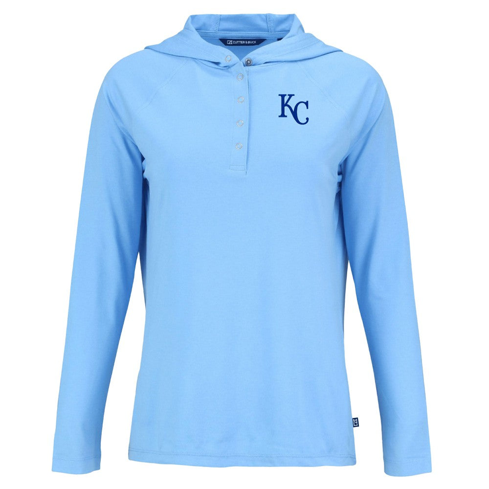 Powder Blue Kansas City Royals Cutter & Buck Women's  Coastline Epic Comfort Eco Recycled Hoodie Raglan Long Sleeve T-Shirt