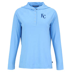 Powder Blue Kansas City Royals Cutter & Buck Women's  Coastline Epic Comfort Eco Recycled Hoodie Raglan Long Sleeve T-Shirt