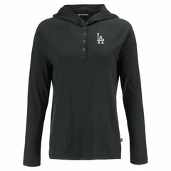Black Los Angeles Dodgers Cutter & Buck Women's  Coastline Epic Comfort Eco Recycled Hoodie Raglan Long Sleeve T-Shirt