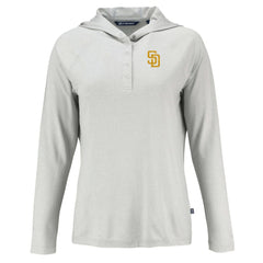 Gray San Diego Padres Cutter & Buck Women's  Coastline Epic Comfort Eco Recycled Hoodie Raglan Long Sleeve T-Shirt
