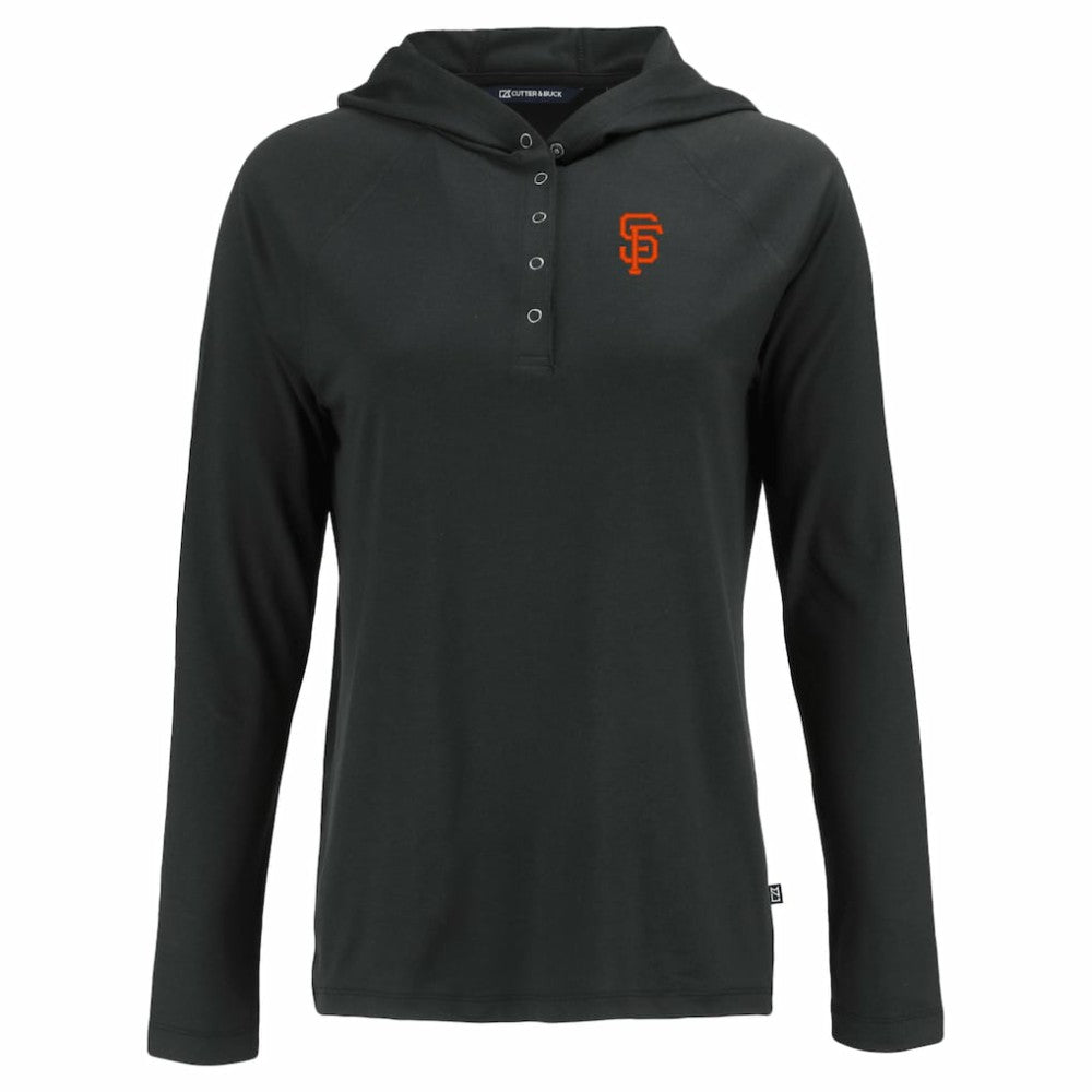 Black San Francisco Giants Cutter & Buck Women's  Coastline Epic Comfort Eco Recycled Hoodie Raglan Long Sleeve T-Shirt