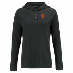 Black San Francisco Giants Cutter & Buck Women's  Coastline Epic Comfort Eco Recycled Hoodie Raglan Long Sleeve T-Shirt
